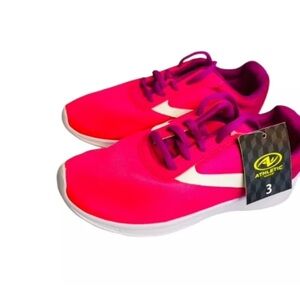 Athletic Works Girls Sneakers Pink & White Youth Size 3 NEW WITH TAGS